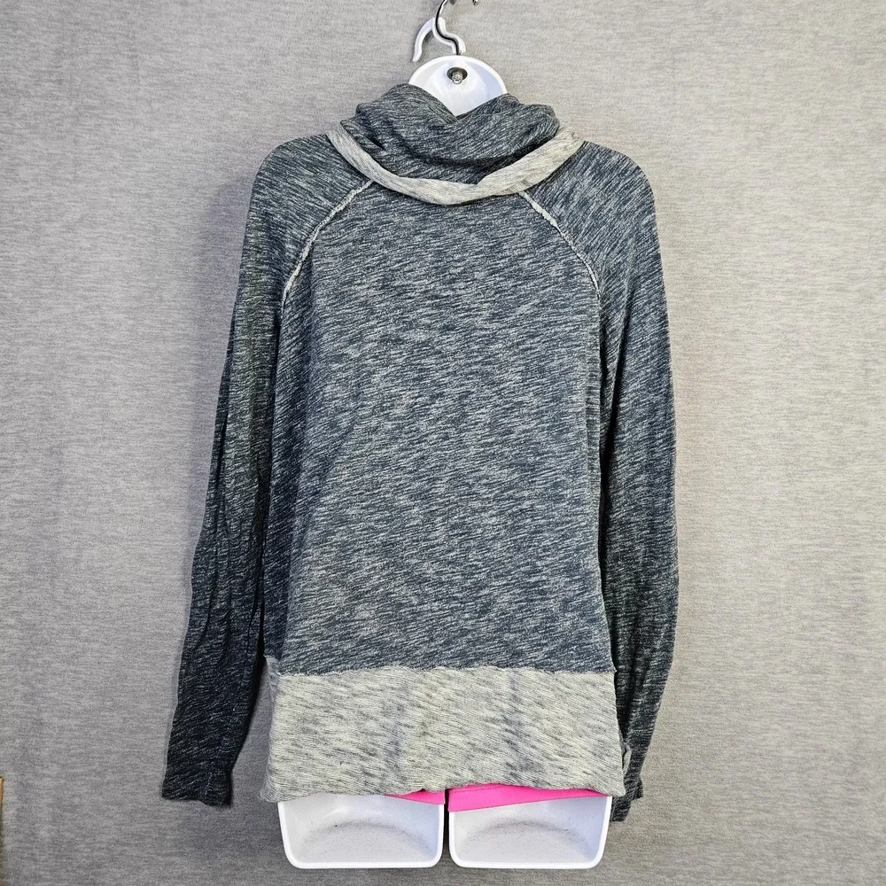 FP Beach Women Blue Cowl Neck Long Sleeve Top Lightweight Cozy Pullover One Sz